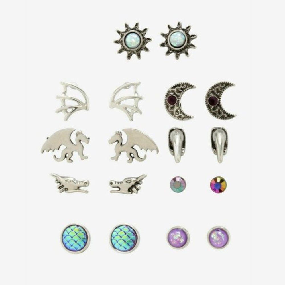 Blackheart Mystical Dragon Earrings 9 Pair Set